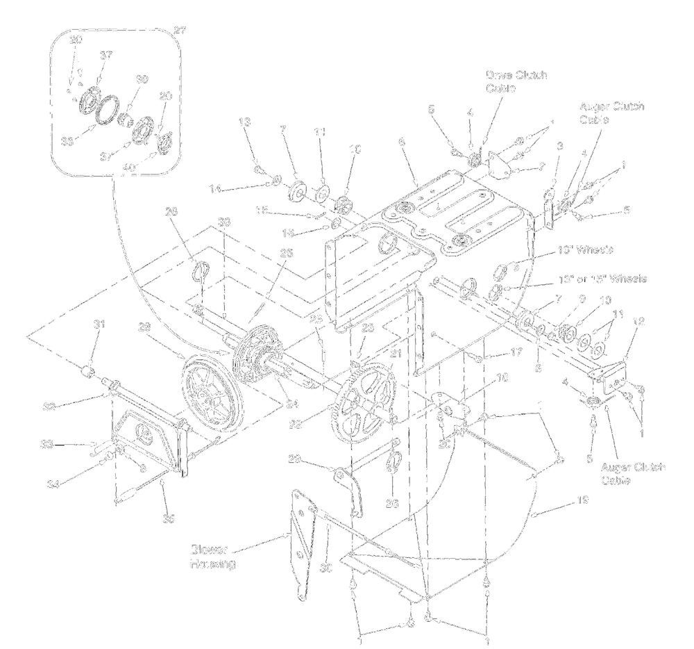 Frame Assembly Diagram and Parts List for 31AE640F372 1999 Yard Machines Snow Blower